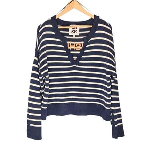 Kerri Rosenthal Striped Embroidered Sweater Size XL